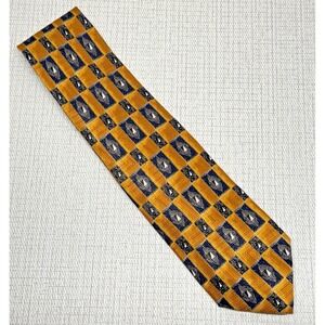 JZ Richards for Nordstrom Gold Black Geometric 100%‎ Silk Tie Handmade in USA